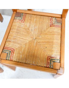 Série de 4 Chaises Paillées Pierre CRUEGE
