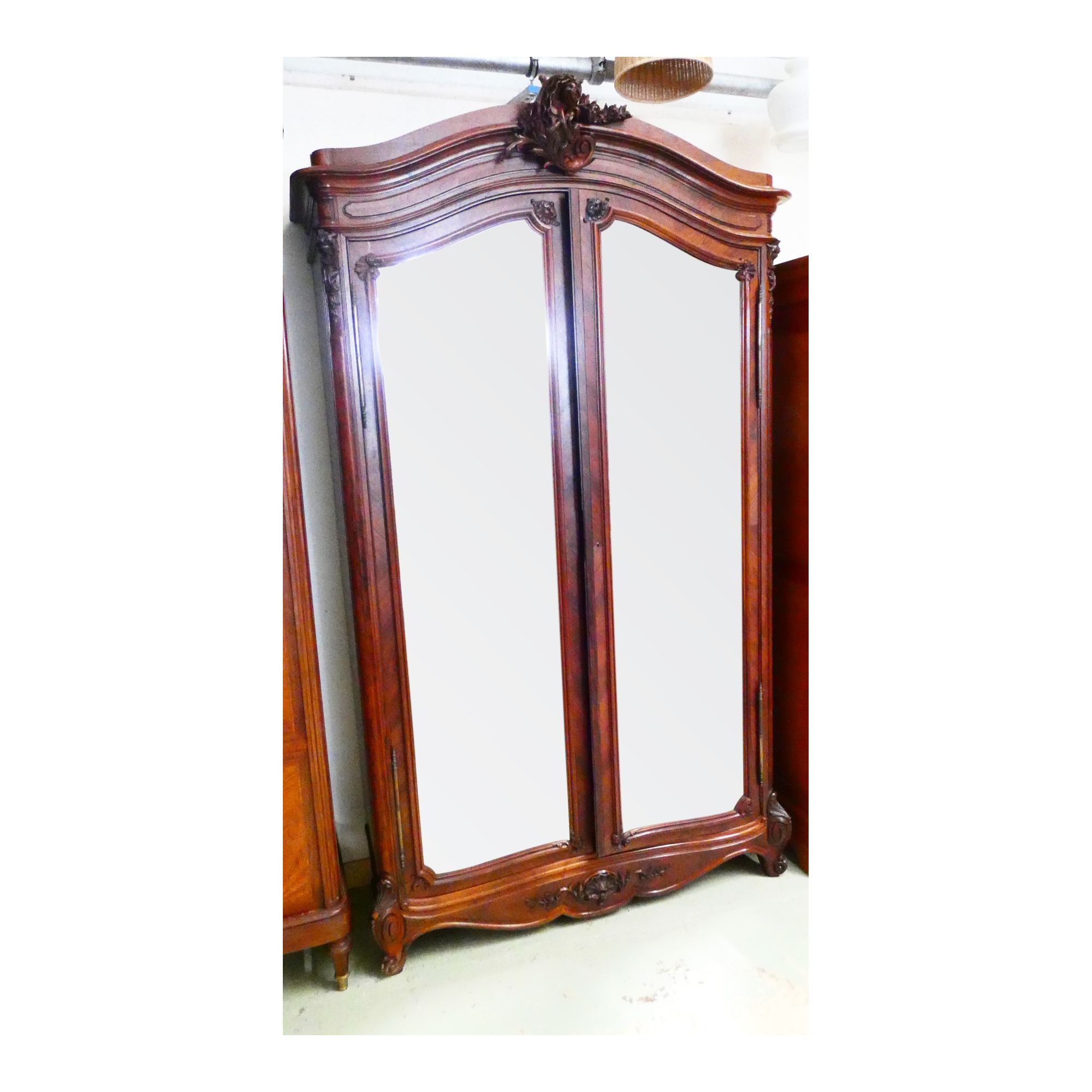 2-Door Rosewood Mirrored Wardrobe, Early 20th Century 2-Door Rosewood Mirrored Wardrobe, Early 20th Century
