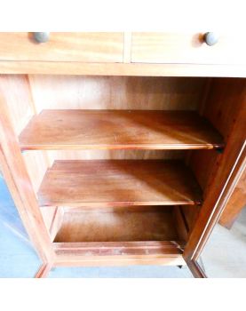Petit Meuble Dessus Marbre 2 Portes Vitrées 2 Tiroirs