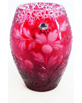 Vase Rouge en Cristal Taillé ARNSTADT KRISTALL