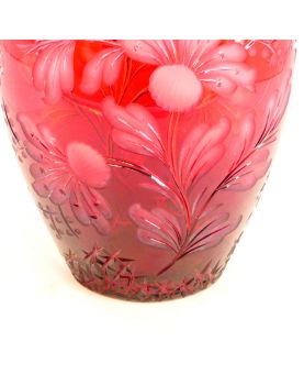 ARNSTADT KRISTALL Red Cut Crystal Vase