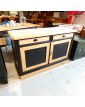Black and Natural Fir Sideboard with 2 Drawers and 2 Doors