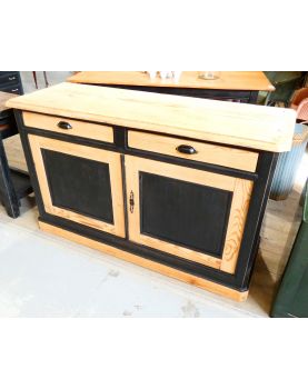 Black and Natural Fir Sideboard with 2 Drawers and 2 Doors