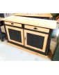 Black and Natural Fir Sideboard with 2 Drawers and 2 Doors