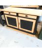 Black and Natural Fir Sideboard with 2 Drawers and 2 Doors