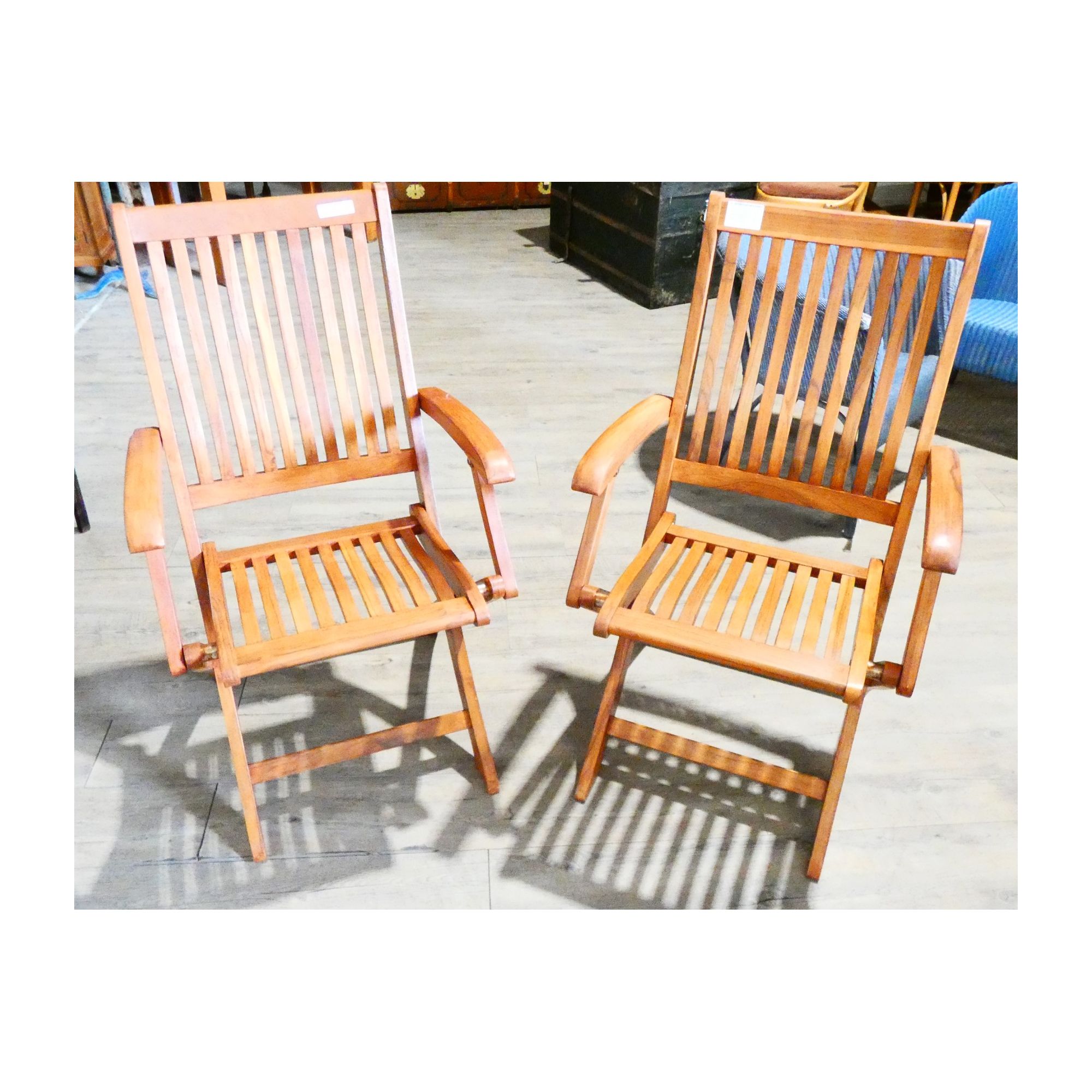 Paire de Fauteuils de Jardin Pliants en Teck Paire de Fauteuils de Jardin Pliants en Teck