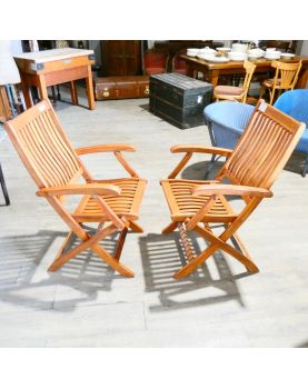 Paire de Fauteuils de Jardin Pliants en Teck
