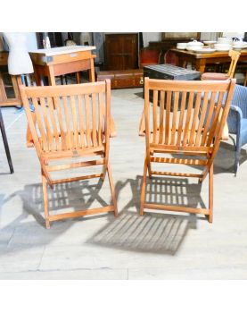 Paire de Fauteuils de Jardin Pliants en Teck