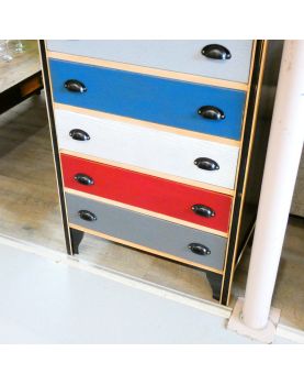 Chiffonnier 5 Tiroirs Relooké Multicolore