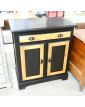 Small Cabinet 1 Drawer 2 Doors Black and Natural Shell Handles