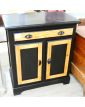 Small Cabinet 1 Drawer 2 Doors Black and Natural Shell Handles