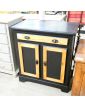 Small Cabinet 1 Drawer 2 Doors Black and Natural Shell Handles