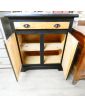 Small Cabinet 1 Drawer 2 Doors Black and Natural Shell Handles
