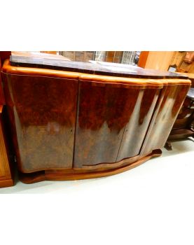 Enfilade Art Déco 4 Portes avec Dessus Marbre Noir et Clé