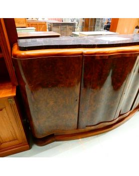 Art Deco 4-Door Sideboard with Black Marble Top and Key