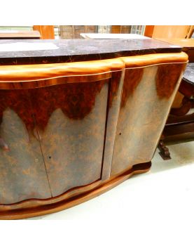 Art Deco 4-Door Sideboard with Black Marble Top and Key