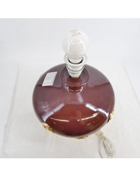 Pied de Lampe Céramique de Longwy Décor Marron avec Spirales 1980