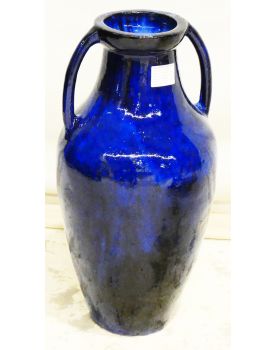 Large Blue Vase with 2 Handles