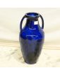 Large Blue Vase with 2 Handles
