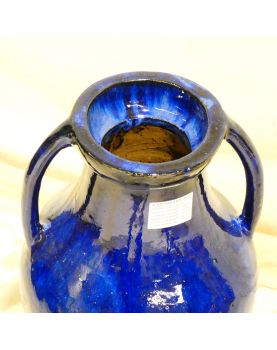 Large Blue Vase with 2 Handles