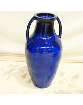 Large Blue Vase with 2 Handles