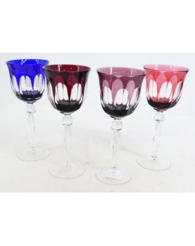 Série de 4 Verres à Pied Cristallin Colorés