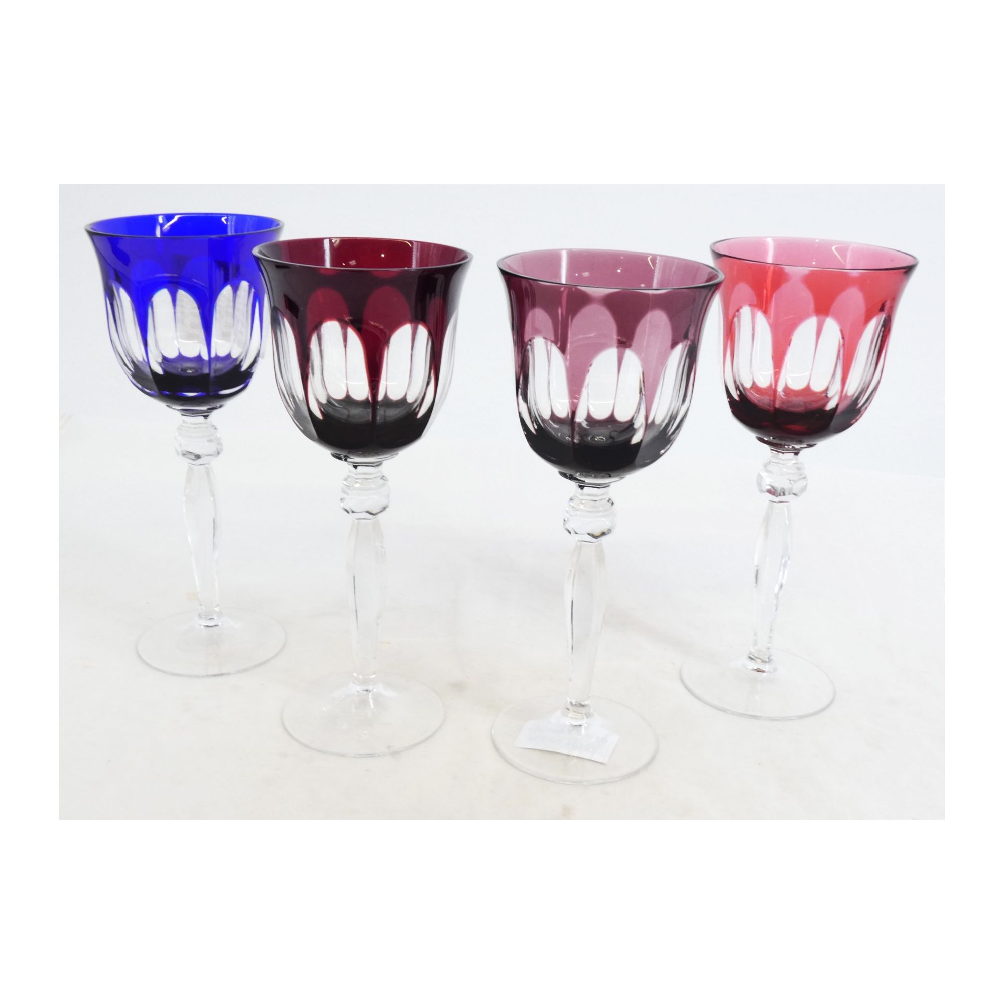 Set of 4 Colored Crystalline Stemmed Glasses Set of 4 Colored Crystalline Stemmed Glasses