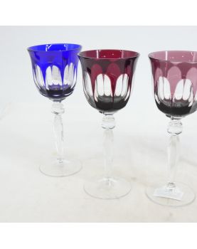 Série de 4 Verres à Pied Cristallin Colorés