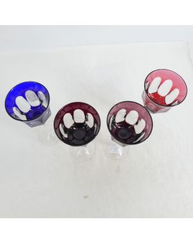 Série de 4 Verres à Pied Cristallin Colorés