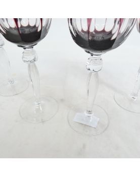Série de 4 Verres à Pied Cristallin Colorés