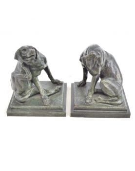 Pair of Small Bronze Dog Figures Signed C.VALTON