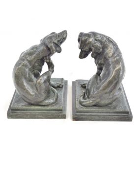 Pair of Small Bronze Dog Figures Signed C.VALTON