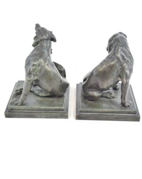 Pair of Small Bronze Dog Figures Signed C.VALTON