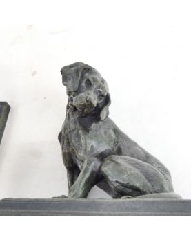 Pair of Small Bronze Dog Figures Signed C.VALTON