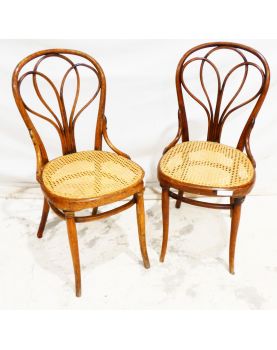 Paire de Chaises Assise Cannée Bistrot