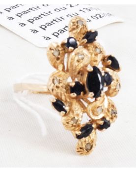 Bague en Or 14k avec Pierres Noires 5.2 Grammes