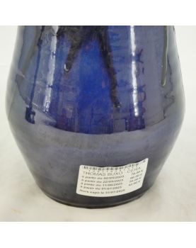 Vase en Céramique d’Art Glaçure Bleue Signé Thomas BUXO 1960