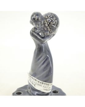 Art Deco Enameled Female Statue