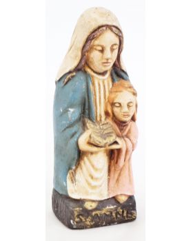 Petit Sujet Vierge à l’Enfant en Pierre Polychrome