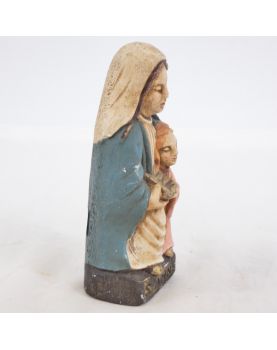 Petit Sujet Vierge à l’Enfant en Pierre Polychrome