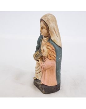 Petit Sujet Vierge à l’Enfant en Pierre Polychrome