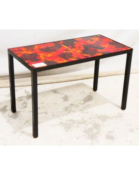 Table Basse Vintage avec Carreaux Rouges Non Fixé