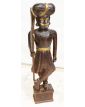 Statue de Guerrier Ethnique en Bois et Laiton