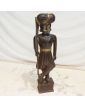 Statue de Guerrier Ethnique en Bois et Laiton