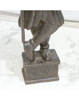 Statue de Guerrier Ethnique en Bois et Laiton