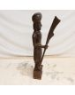 Statue de Guerrier Ethnique en Bois et Laiton