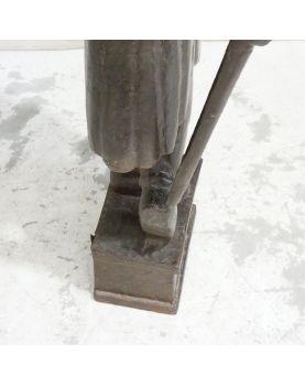 Statue de Guerrier Ethnique en Bois et Laiton