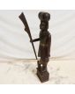 Statue de Guerrier Ethnique en Bois et Laiton