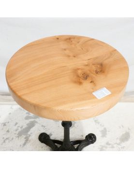 Guéridon Pied en Fonte Bistrot avec Plateau en Orme
