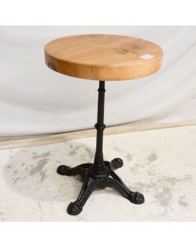 Guéridon Pied en Fonte Bistrot avec Plateau en Orme